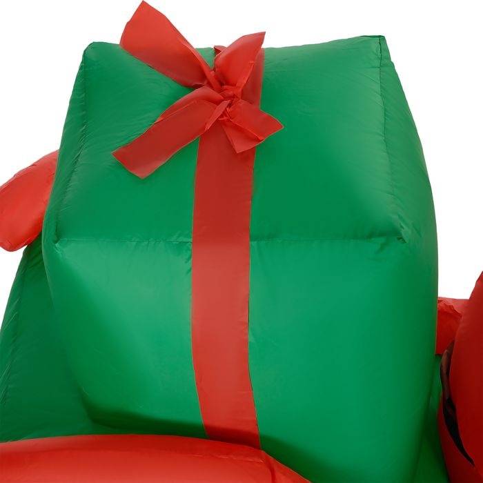 Actual product image Swisshandel24 Aufblasbar Weihnachtsdeko, 2,1 m Weihnachtsmann mit Schlitten & Rentier