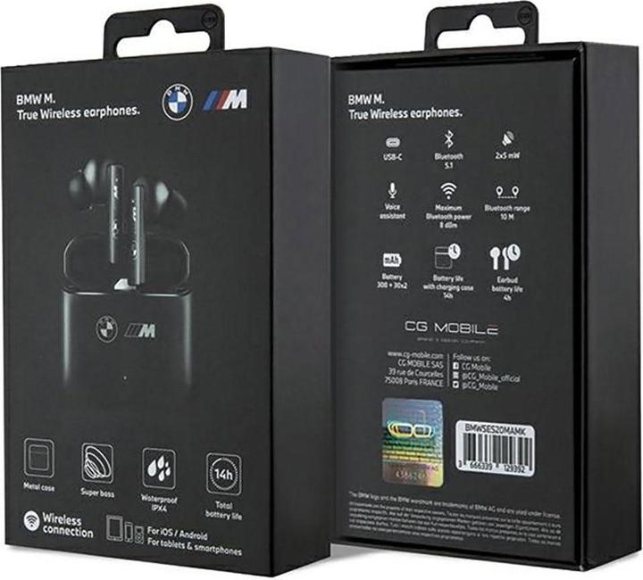 Actual product image BMW słuchawki Bluetooth BMWSES20MAMK TWS + stacja dokująca czarny/black M Collection (4 h, Wireless)