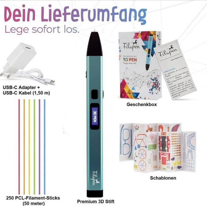 Produktbild Filapen 3D Stift mit 10 Filamenten