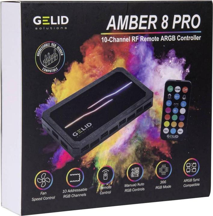 Produktbild Gelid RF-RGB-MP-02 Amber 8 PRO Bundle PC Lüftersteuerung (B x H x T) 130 x 17 x (5 Lüfter)