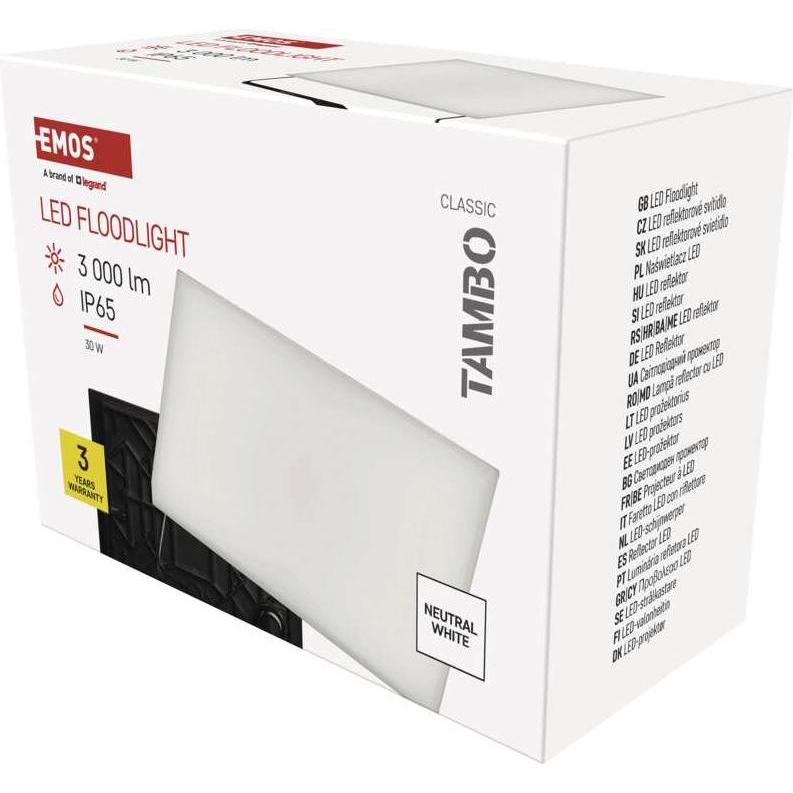 Thumbnail - Emos, Wandleuchte + Deckenleuchte, LED-Fluter TAMBO, 30 W, 3000 lm, IP65, schwarz (3000 lm)