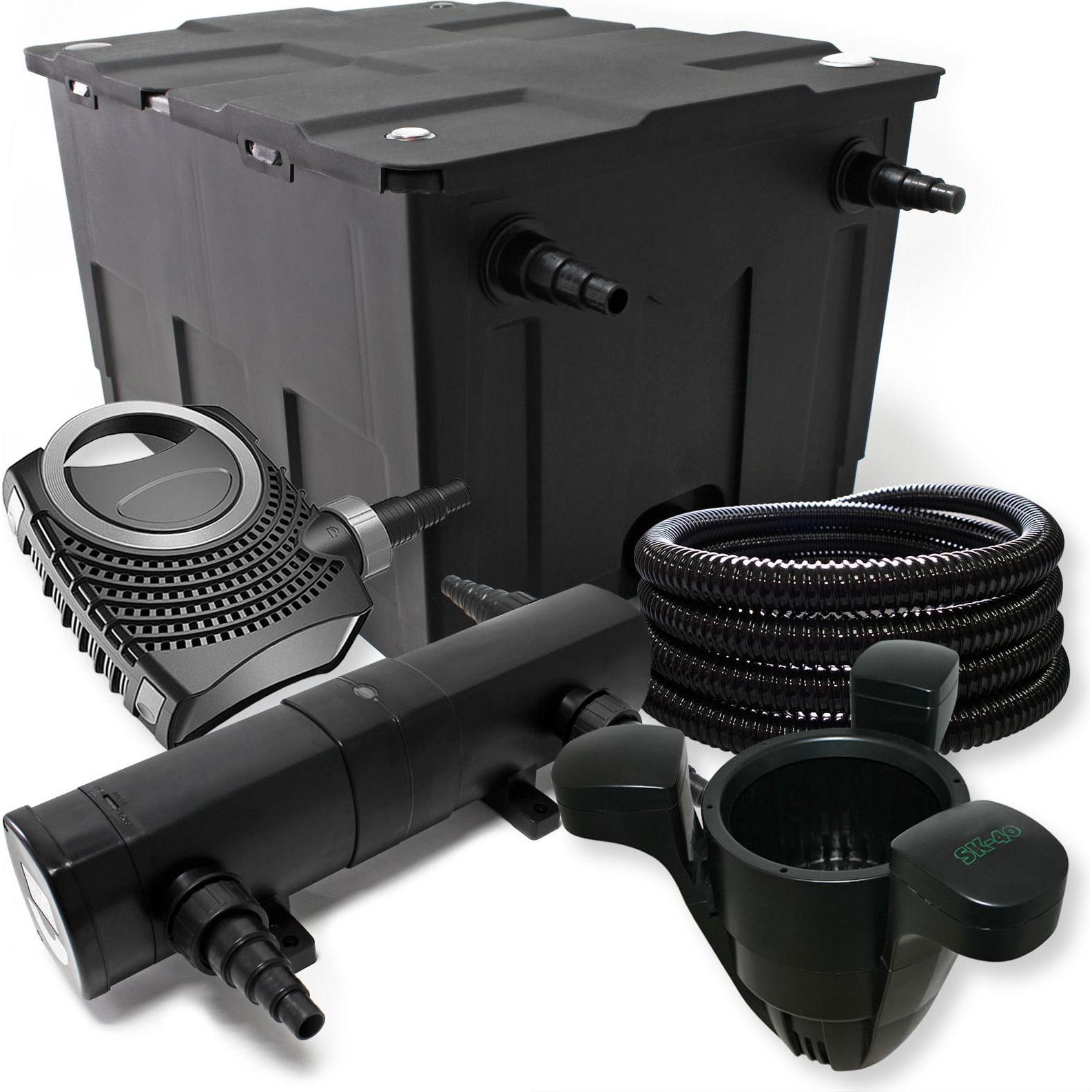 Wiltec, Brunnen + Gartenteich, Filter Set Bio Teichfilter 60000l 24W UV Teichklärer Pumpe Schlauch Skimmer 079
