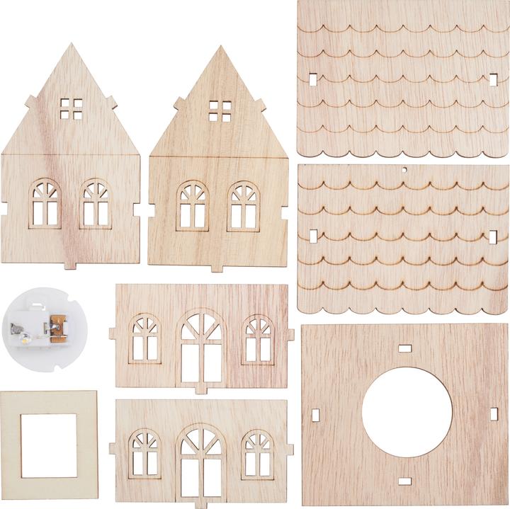 Image du produit VBS Kit de construction en bois "Maison", LED incluses