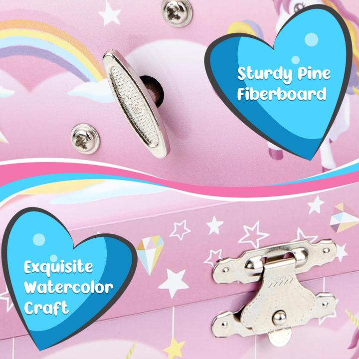 Produktbild Only-Bags.Store Schmuckkästchen mit Spieluhr mit Einhorn-Schmuckset, Kinderschmuckkästchen Spieluhr mit drehender