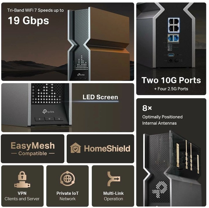 Immagine prodotto TP-Link Router Archer BE800 Wi-Fi 7 Tri-Band BE19000