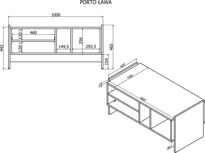 Actual product image Cama PORTO bench/table 100x50x46 oak/black