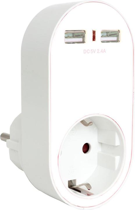 XCell Eurostecker Steckdose mit 2fach USB Ausgang mit max 2400mA USB-Ladestrom, Farbe weiss