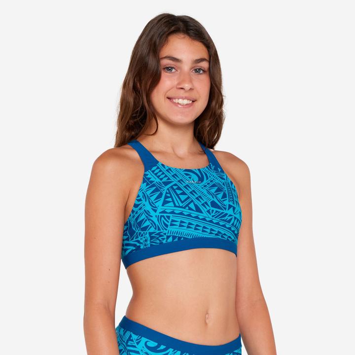 Actual product image Nabaiji Sportbikini Oberteil Mädchen - 500 Kamyleon Fatu blau/türkis