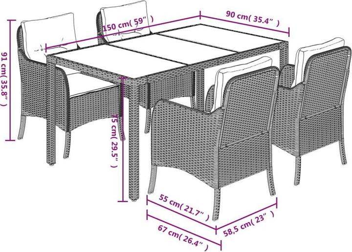 Produktbild vidaXL Garten Essgruppe (150 x 90 x 75 cm)