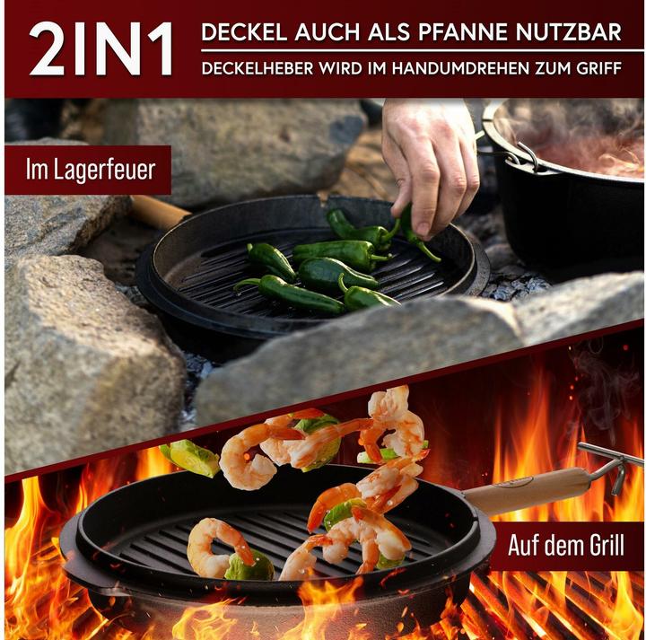 Produktbild Gusskönig Dutch Oven Set 4.5 l mit Deckelheber, Bürste