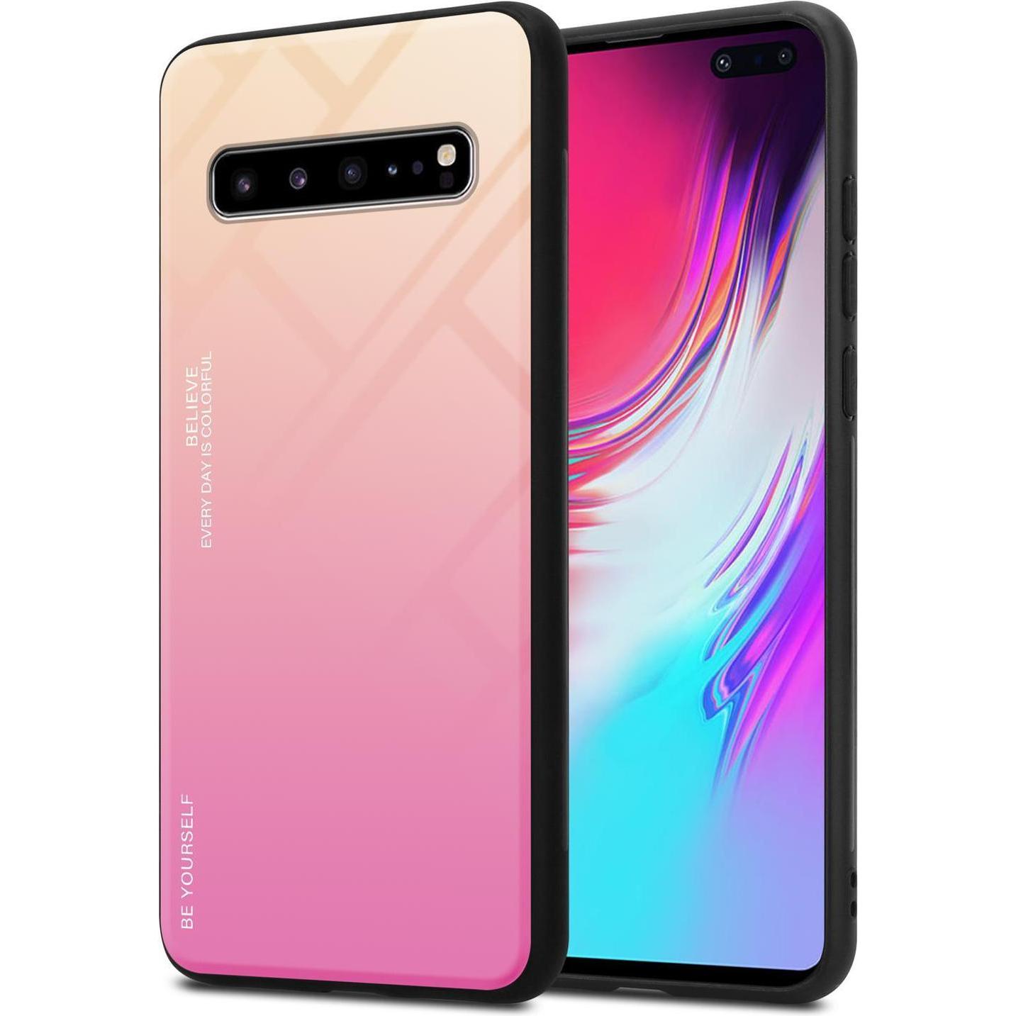 Cadorabo TPU 2 Farben Glas Cover (Samsung Galaxy S10 5G), Smartphone Hülle, Schwarz