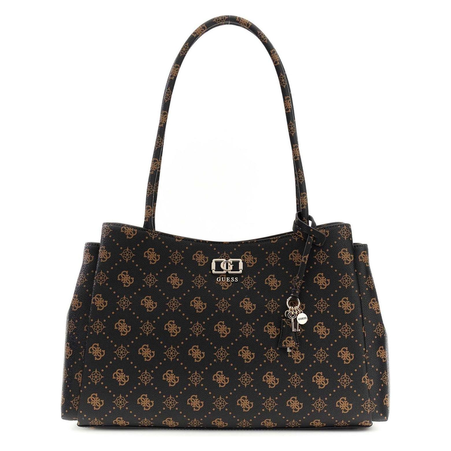 Guess, Damen, Handtasche, Emelie Logo Girlfriend Carryall, Braun