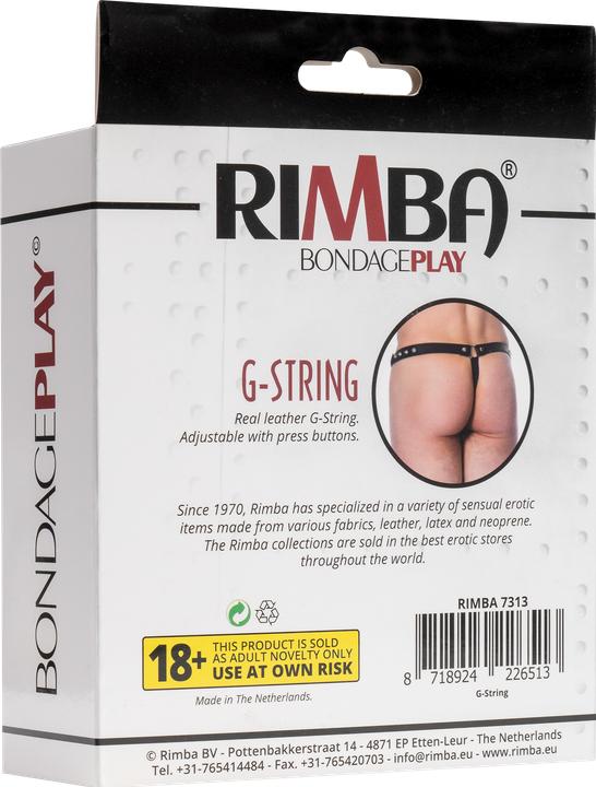 Productafbeelding Rimba Bondage Play Leren Strip String Met Afneembare Voorkant - Zwart