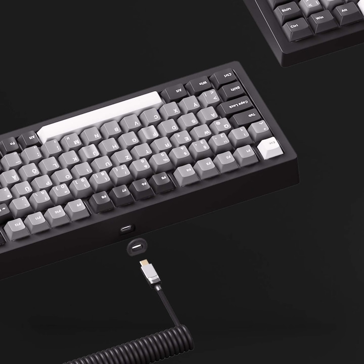 Actual product image Akko MonsGeek M1 V5 VIA Black & Silver Keyboard ISO-DE/UK/Nordic layout Creamy Purple Switch (DE, Cable)