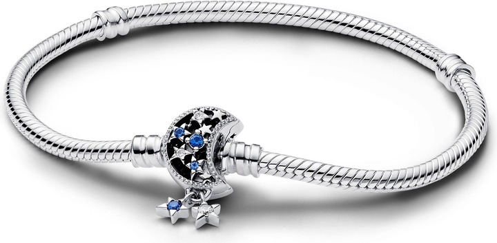 Pandora Moments Schlangen Gliederarmband mit Funkelndem Mond Verschluss (19 cm, Silber 925)