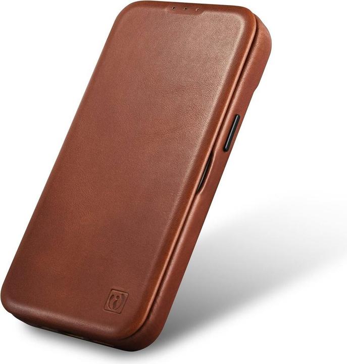 Actual product image iCarer CE Oil Wax Premium Leather Folio Case for iPhone 14 Plus Magnetic Flip Case MagSafe Brown (AK (Apple iPhone 14 Plus)