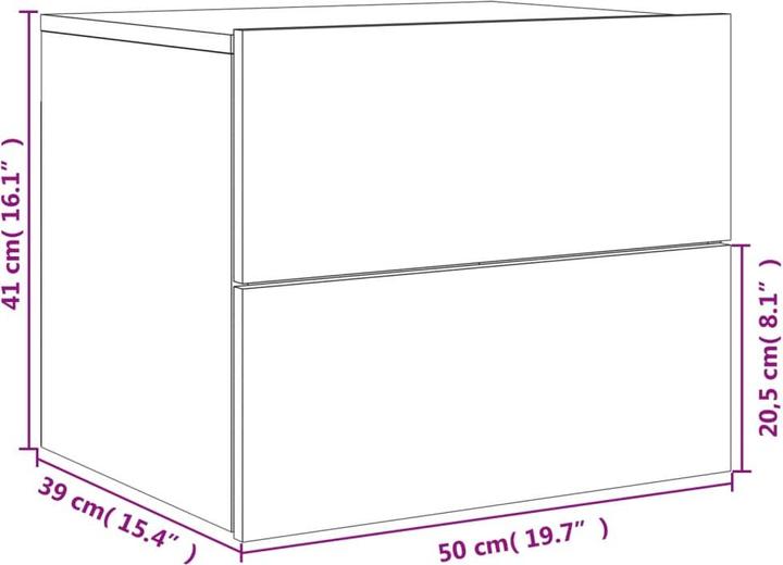 Produktbild VidaXL Wand-Nachttische mit LED-Leuchten (50 x 39 x 41 cm)
