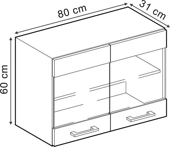 Produktbild Vicco Küchenglasschrank R-Line (80 x 31 x 60 cm)