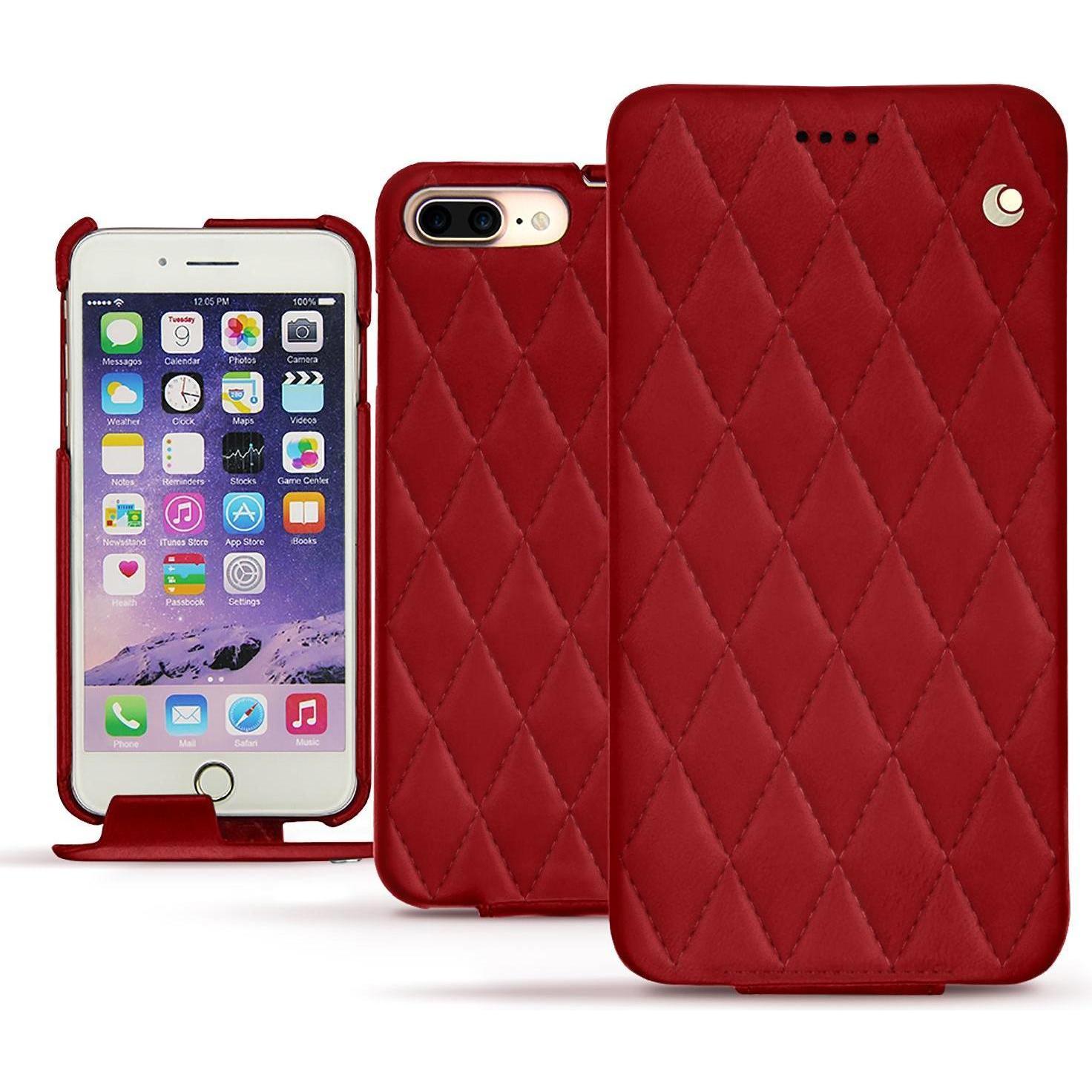 Noreve Lederschutzhülle vertikal (Apple iPhone 7 Plus), Smartphone Hülle, Rot