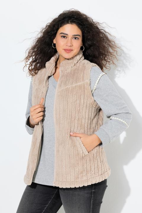 Produktbild Ulla Popken Teddyweste, Stehkragen, Tunnelzug, ärmellos (54)