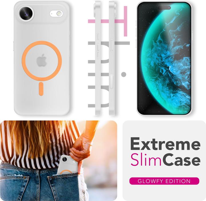 Produktbild Nalia MagSafe Cover "Thinix Glow" - 0,3mm Extrem Dünn, Leuchtender Magnet Ring - Ultra-Slim Hard Case (Apple iPhone 17)