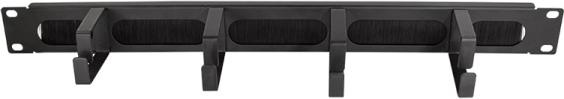 Image du produit LogiLink Panneau guide-câbles 19" avec 4 étriers en acier et barrette à brosses, noir