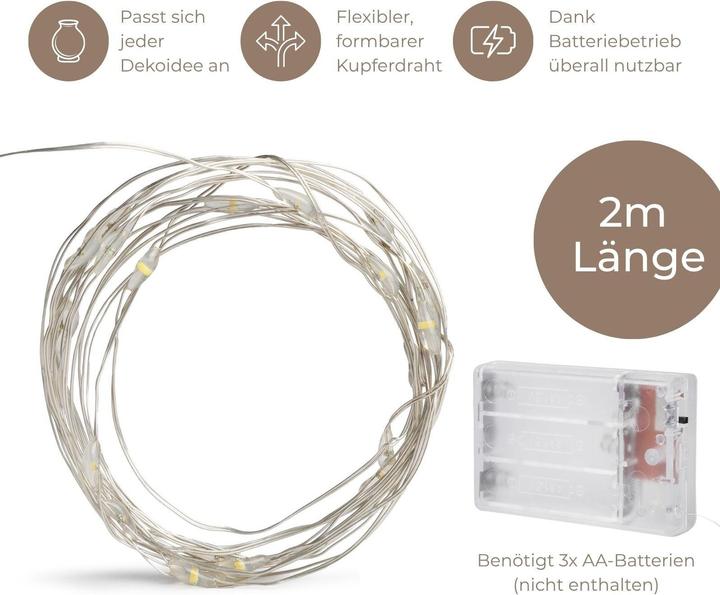 Produktbild Hermex LED Kupferdraht-Lichterkette 2m Weihnachtslichterkette Deko-Lichter (2 m)