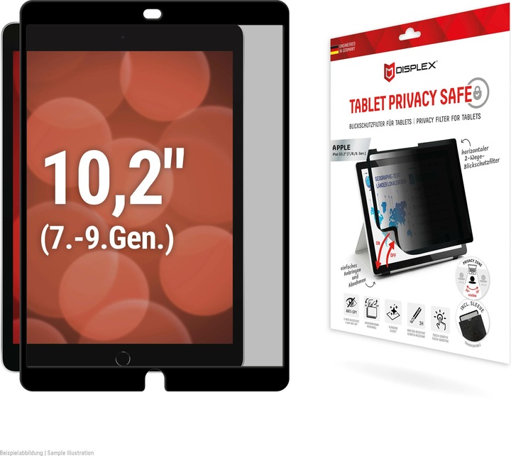 Produktbild Displex Tablet Privacy Safe, Tablet Blickschutzfolie (1 Stück, IPad 7th gen. 2019, iPad 8, IPad 9, iPad Air 2019 (3. Gen))