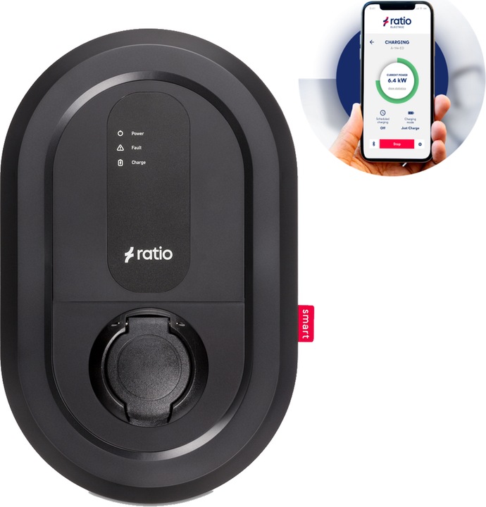 Actual product image Ratio Electric Ratio Smart 11-22kW, type 2 socket, WLAN/LAN/BT (Type 2, 22 kW, 32 A, Hard wired)