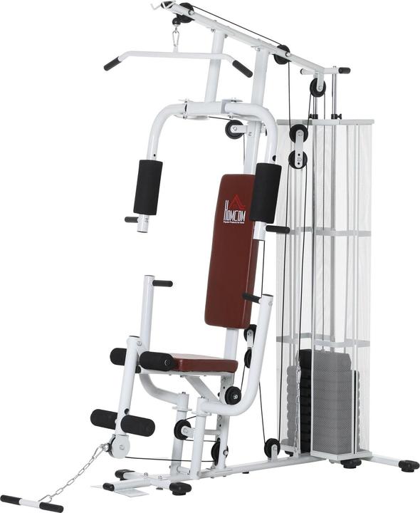Actual product image Homcom Gym Strength station Multigym Fitness equipment incl. weights Metal PU artificial leather White