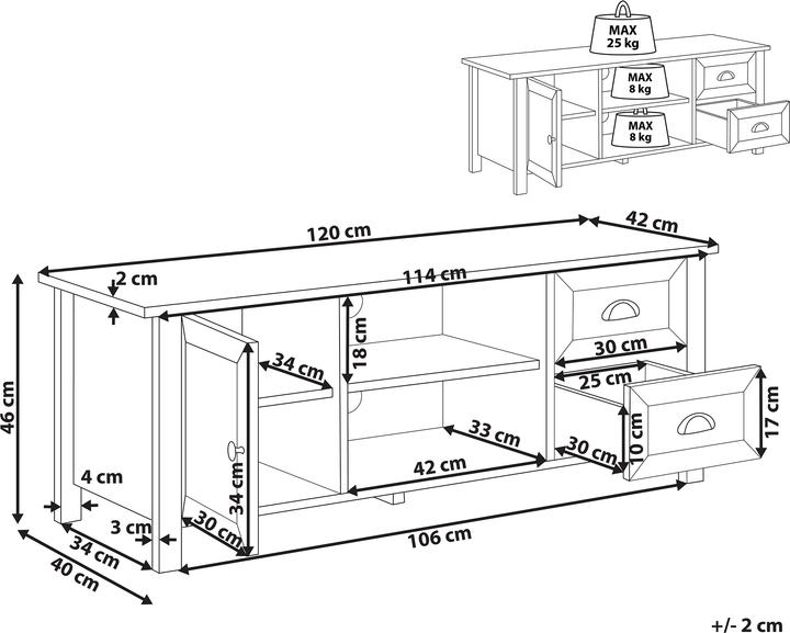 Produktbild Beliani Honolulu (120 x 40 x 46 cm)