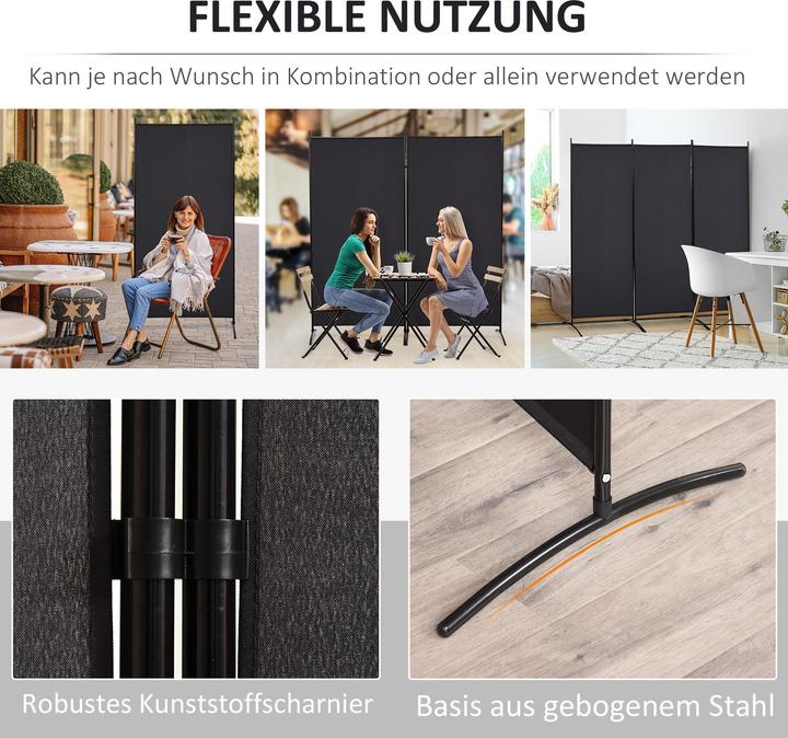 Produktbild Homcom Paravant Polyester, Metall Schwarz