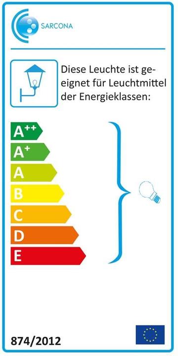 Energie-Label Grafner Edelstahl Wandlampe mit Bewegungsmelder WL11003 Wandleuchte