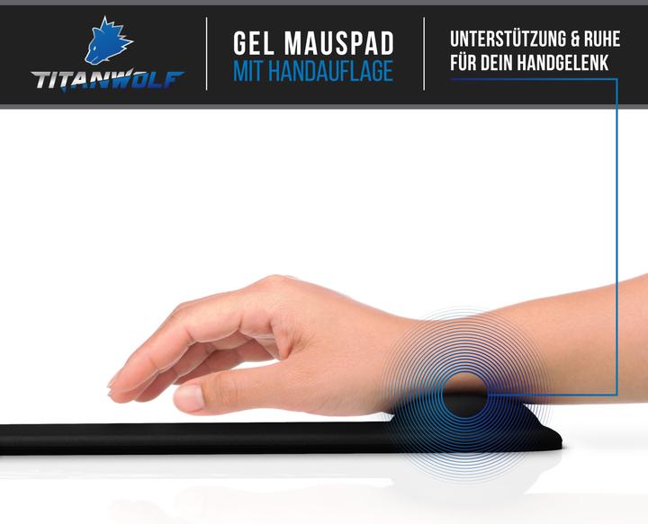 Immagine prodotto Titanwolf Tappetino per mouse, tappetino per mouse da ufficio in gel con cuscinetto / poggiapolsi