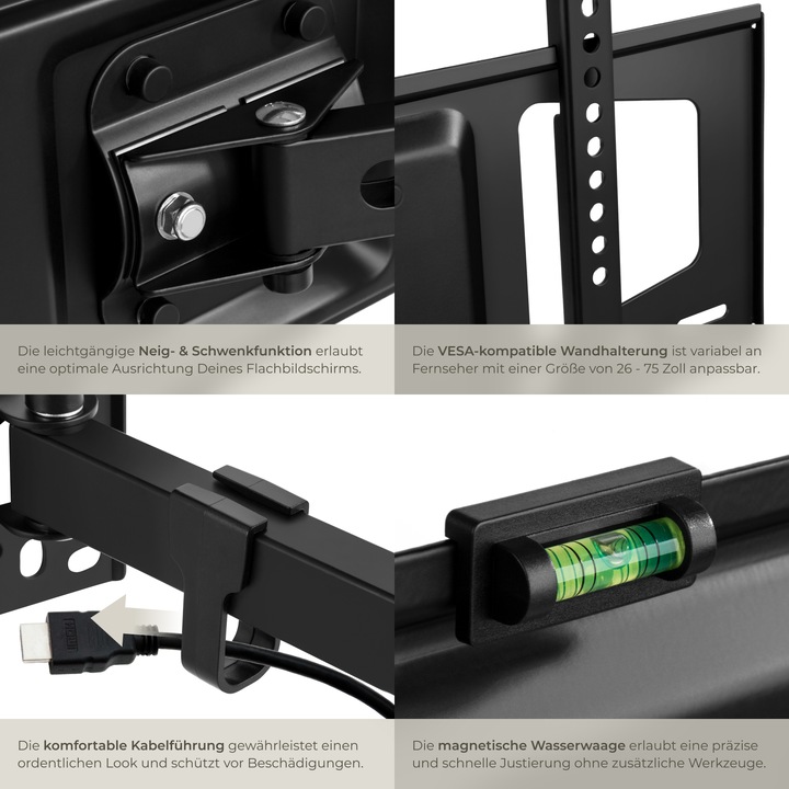 Produktbild tectake TVWandhalterung (Wand, 55", 50 kg)