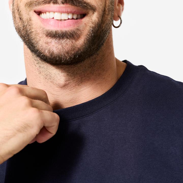 Immagine prodotto Domyos T-Shirt Herren Baumwolle Regular - blau/schwarz (L)