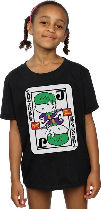 Actual product image Girls Chibi Joker Playing Card Cotton T-Shirt (140, 146)