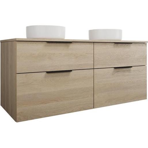 burgbad, Badmöbelset, Eqio Keramik-Aufsatzwaschtische links und rechts, rund, inklusive Waschtischunterschrank, Br