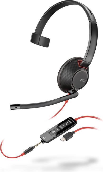 Produktbild Poly Schnurgebundenes Headset Blackwire 5210 mit Noise Cancelling-Mikrofon (Kabelgebunden, USB-A, USB-C, Google Meet, Microsoft Teams, Zoom)