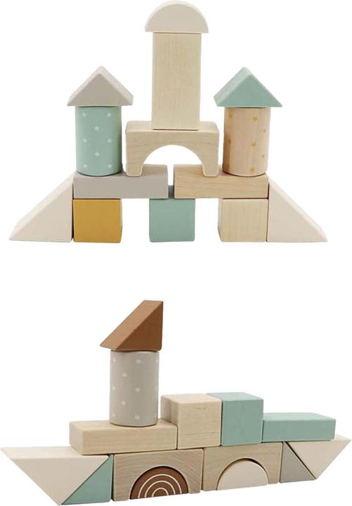 Actual product image Wooden block trolley, 25 pieces.