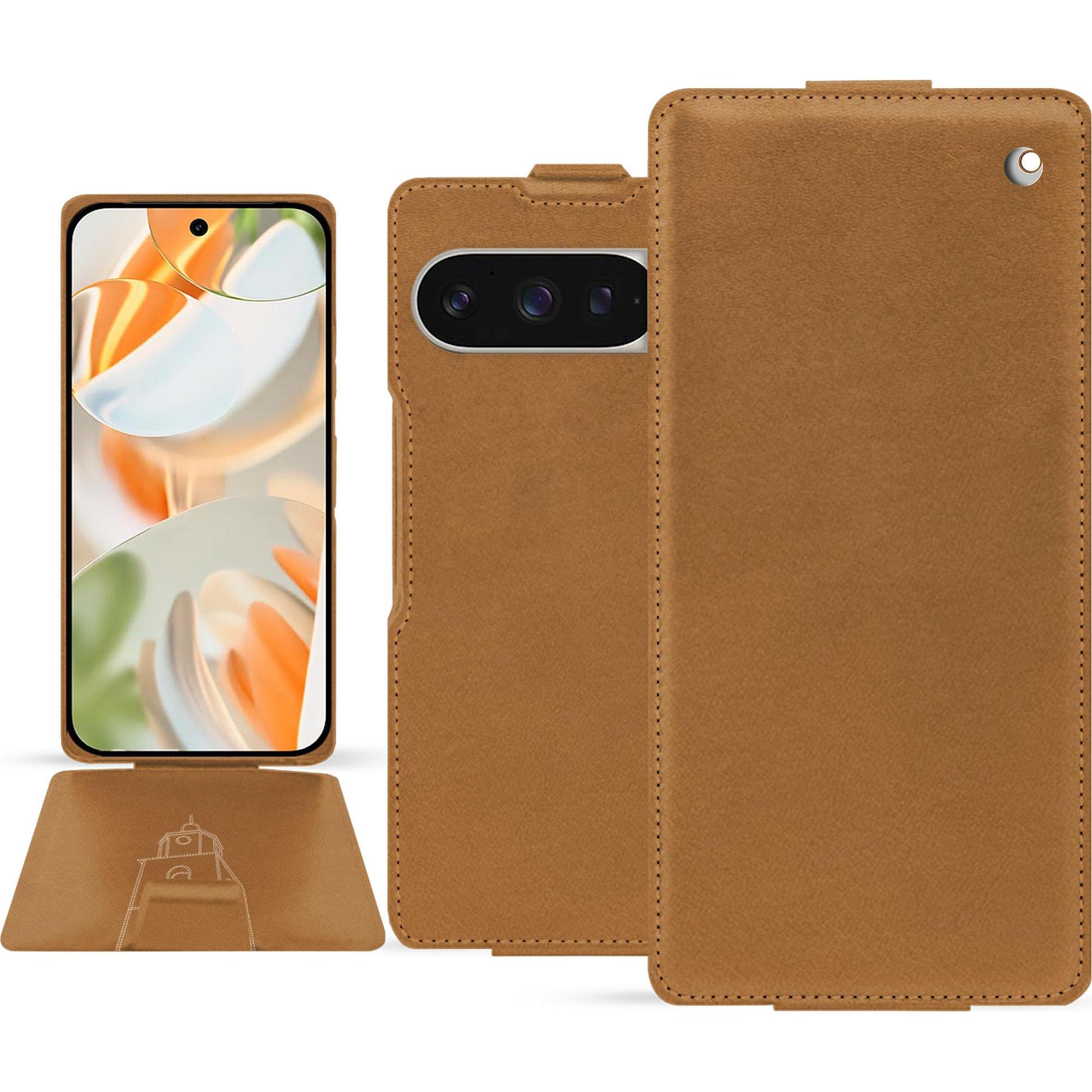 Noreve Lederschutzhülle vertikal (Google Pixel 9 Pro Fold), Smartphone Hülle, Braun
