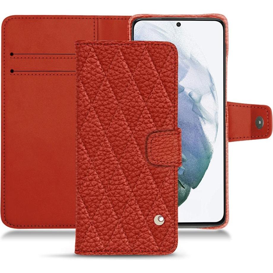Noreve Lederschutzhülle Wallet (Samsung Galaxy S21+), Smartphone Hülle, Orange