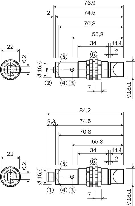 Produktbild Sick Sensor, Retro-reflex, M18, Sr 7m PNP M12 (Sensor)