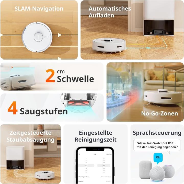 Image du produit SwitchBot Mini-robot d'aspiration K10+ Pro Robot d'aspiration avec statif d'aspiration
