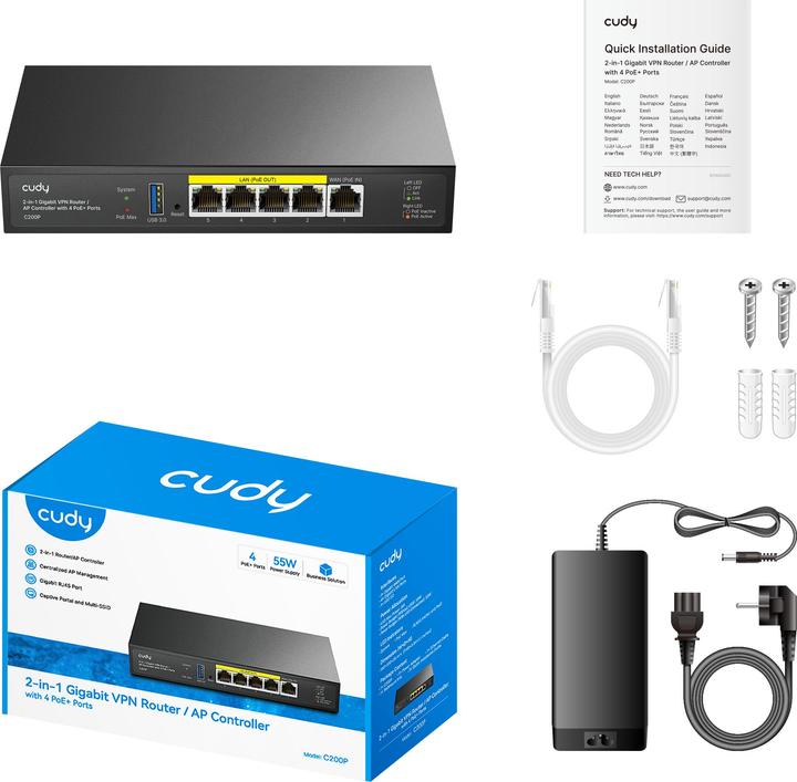 Immagine prodotto Cudy AP Controller 2-in-1 C200P 4x PoE+ 60W