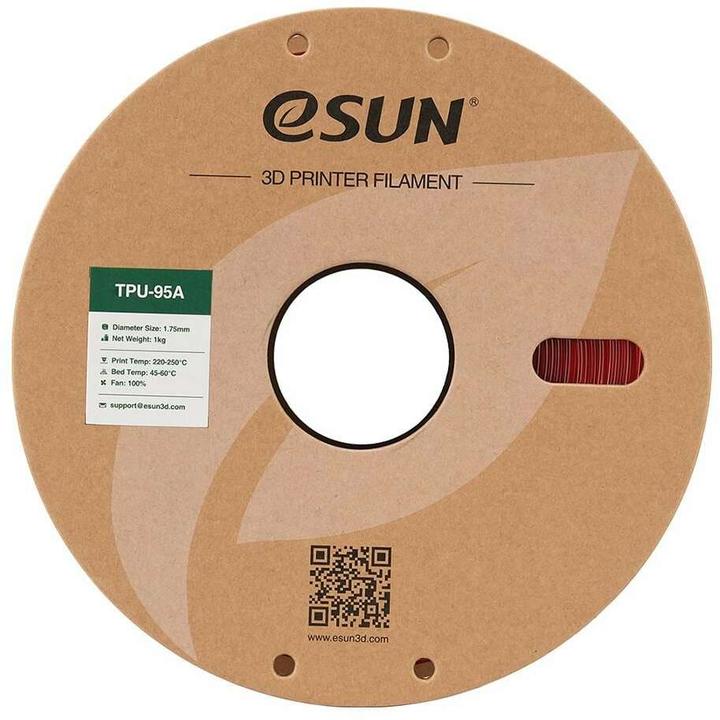 Produktbild eSUN eTPU-95A 1,75mm Tr. Red 1kg 3D Filament (TPU, 1.75 mm, 1000 g, Rot)