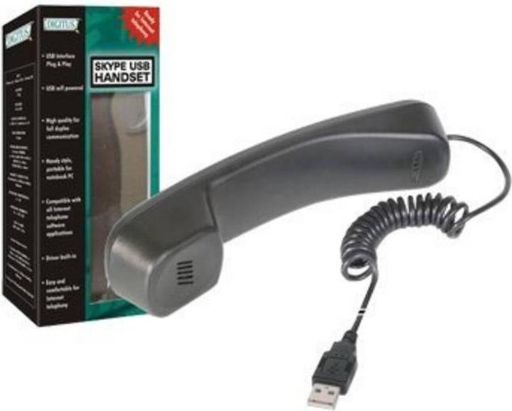 Immagine prodotto Digitus Telefono Hoererer USB per Skype MSN ICQ ICQ X-lite Dialpad MediaRing Net2phone ecc. nero