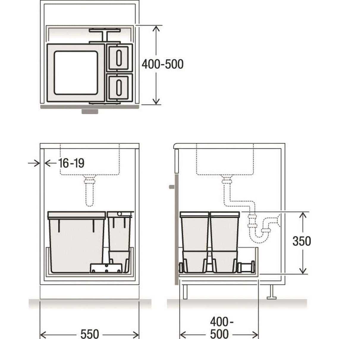 Thumbnail - Müllex Kehrichtbehälter X-LINE X55, Abfalleimer, Grau