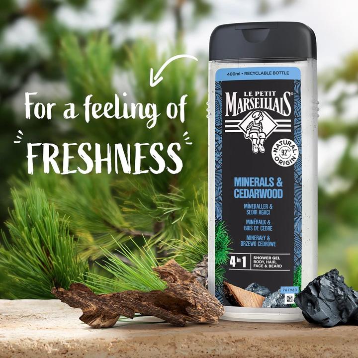 Produktbild Le Petit Marseillais Shower Gel For Men Minerals & Cedarwood 400ml (400 ml)
