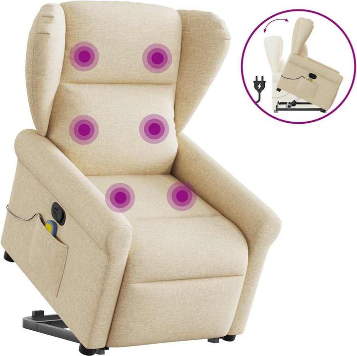 Immagine prodotto vidaXL Poltrona massaggiante con ausilio stand-up in tessuto crema